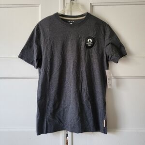 NWT Official Paris 2024 Olympics Gray Logo Tshirt Size M Unisex Rubber Patch